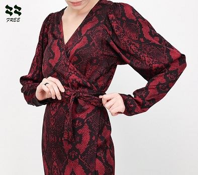 Printed Long sleeve wrap Maxi Dress front detail.jpg