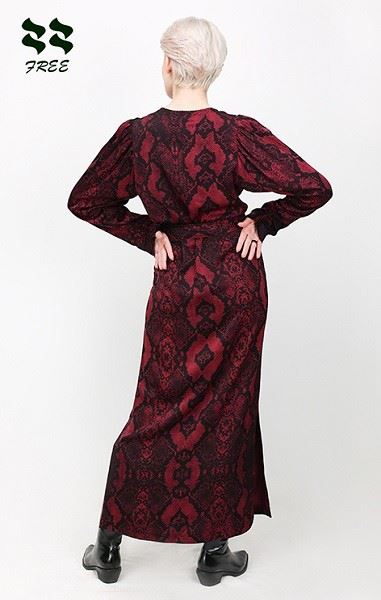 Printed Long Sleeve Wrap Maxi Dress Supplier